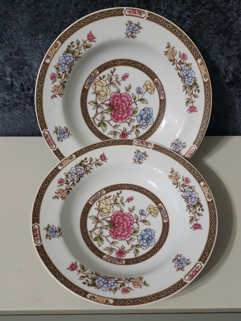 Mikasa Classic Floral Porcelain Dinner Plates - Pink Floral Accent Set Of Two